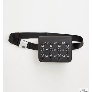 Black Embellished Belt Bag